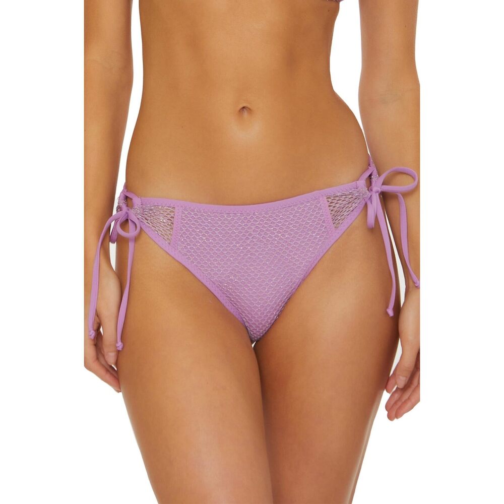 Becca Women's Purple Network Side-Tie Hipster Bikini Bottoms M NWT